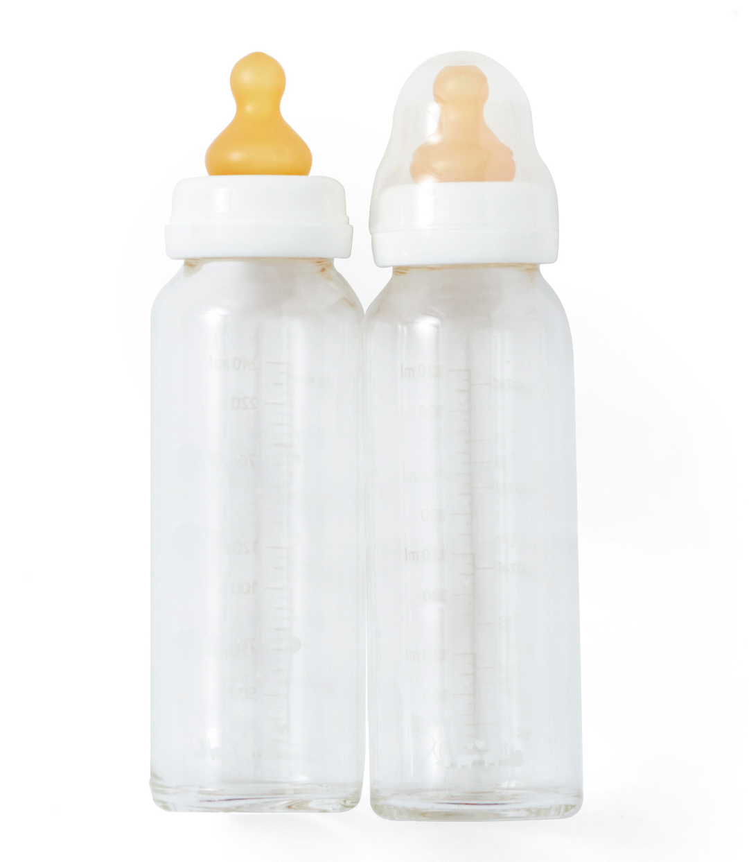 Hevea Baby Glass Bottle 240ml With Natural Rubber Teat 2 Pack Natures Child Organic Natural Baby Products